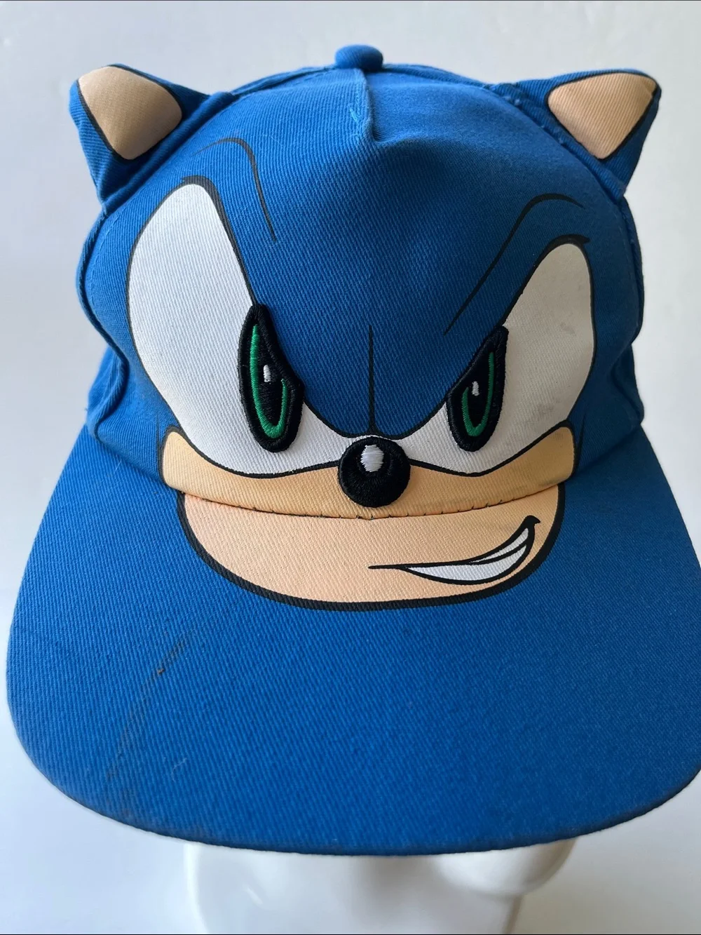 Sonic the Hedgehog 3D Big Face Ball Cap Embroidered Hat SnapBack 3D Ears NWOT